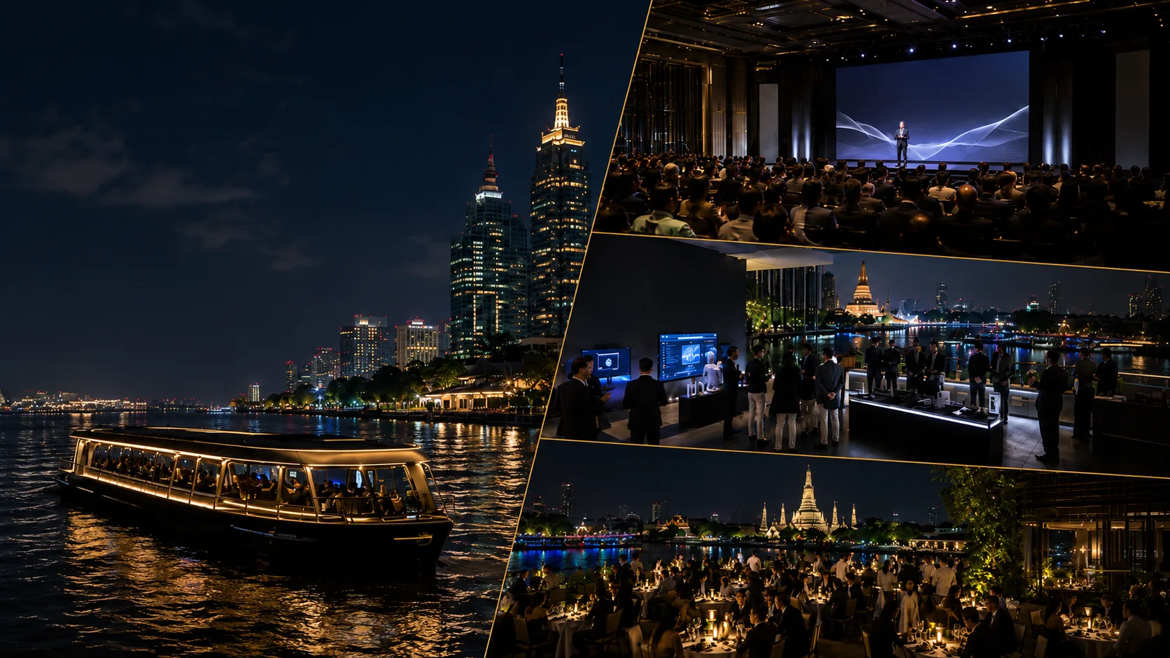 600-guest corporate product launch across riverside venues in Bangkok